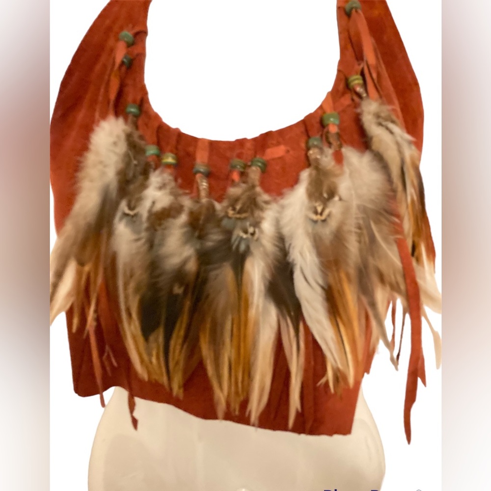 Vintage Suede Halter Tie up Top with Feathers & Skirt
Great Vintage Condition - Picture 11 of 13